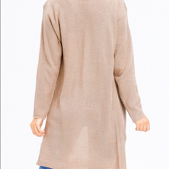 Khaki Brown Ribbed Cardigan - Picture 5 of 7